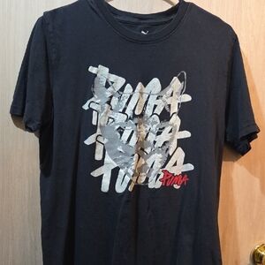 Puma Black Short Sleeve Tee with Beige and Red Graphic